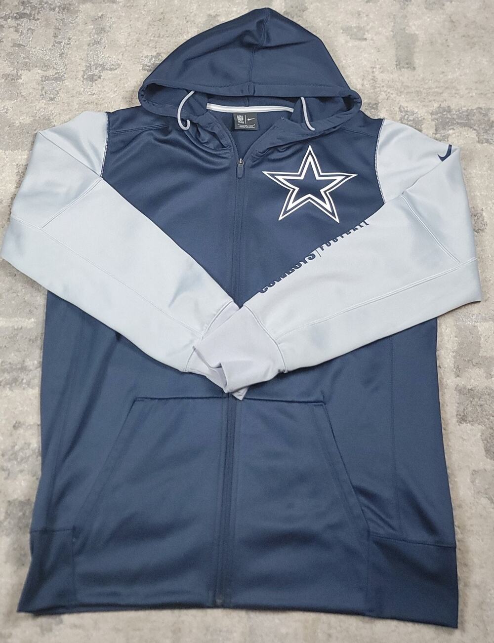 Nike Dallas Cowboys Full Zip Blue Gray Logo Hoodie Sz Large